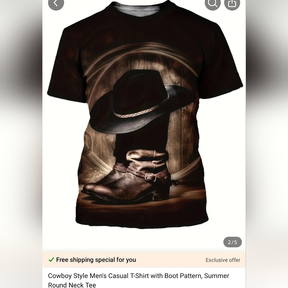 Temu NWOT Men's XXL country western cowboy short sleeve shirt